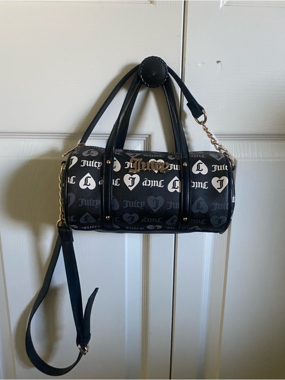 Juicy Couture Black Logo Mini Barrel Bag